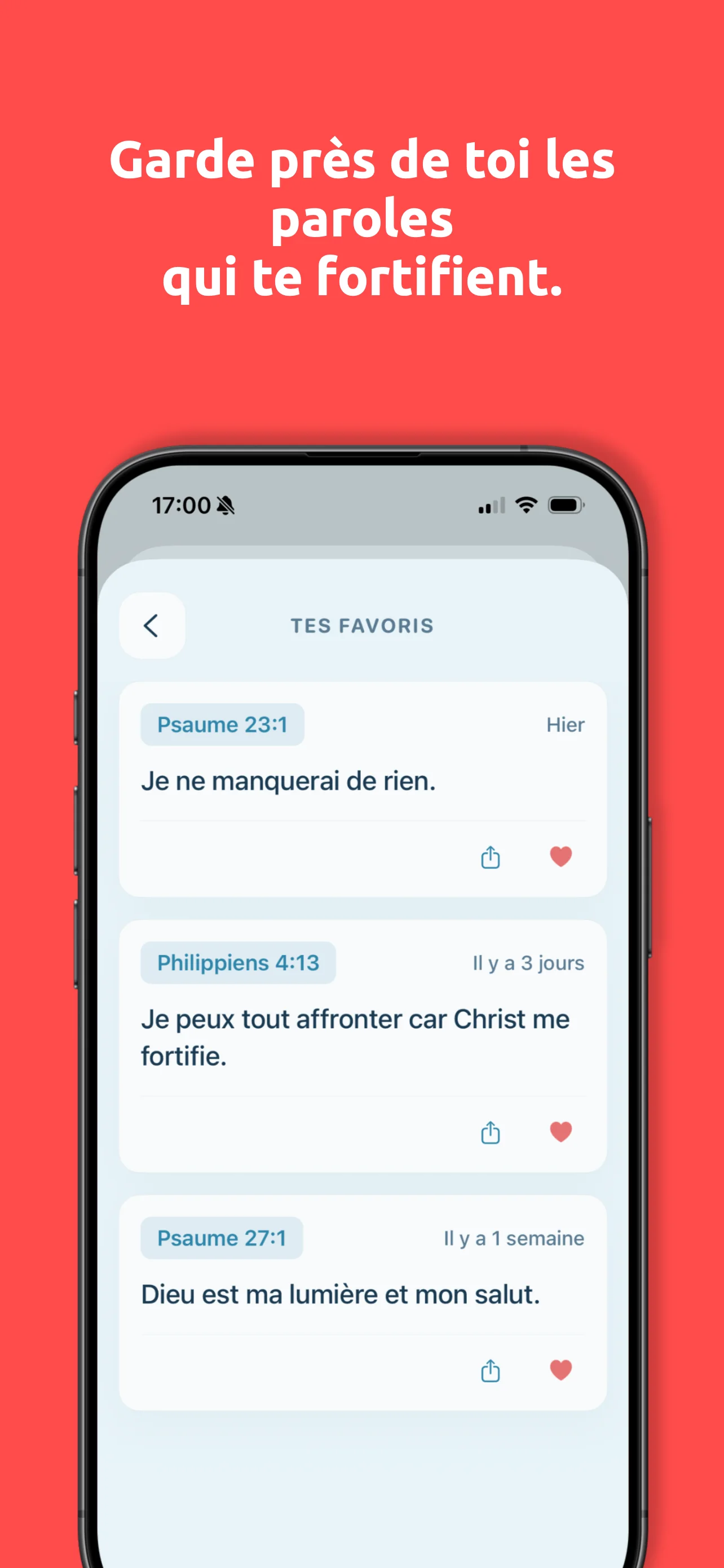 Collection des versets favoris dans BibleShot